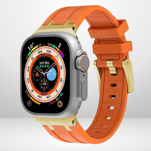 AP Sport Silicone Watch Strap for iWatch 42/44/45/49MM (ORANGE/GOLD)