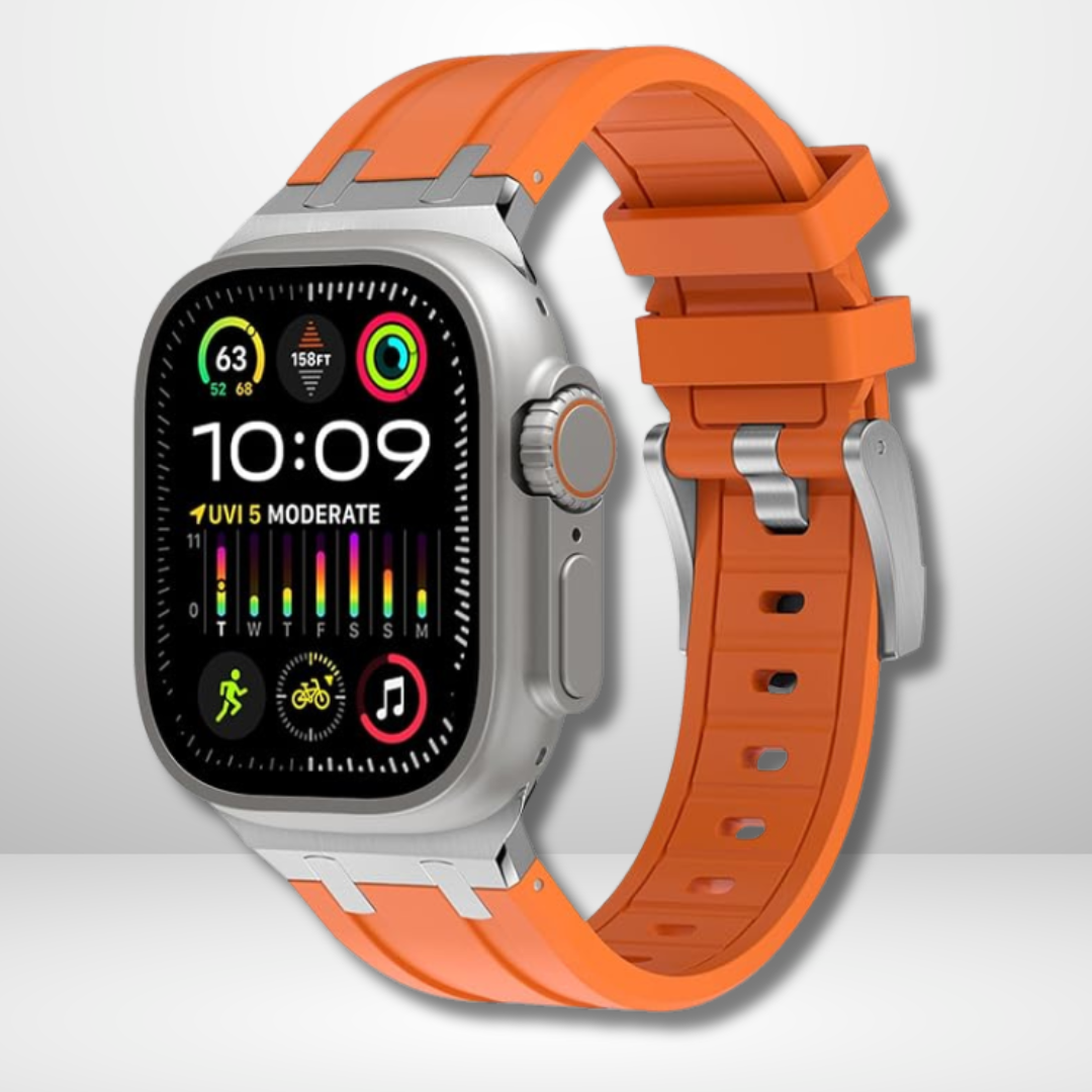 AP Sport Silicone Watch Strap for iWatch 42/44/45/49MM (ORANGE/SILVER)