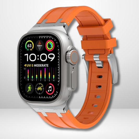 AP Sport Silicone Watch Strap for iWatch 42/44/45/49MM (ORANGE/SILVER)