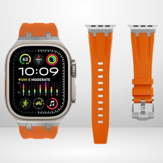 AP Sport Silicone Watch Strap for iWatch 42/44/45/49MM (ORANGE/SILVER)
