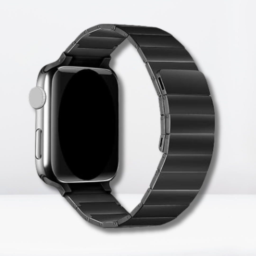 Adjustable Rado Look Metal Magnetic Chain Strap for iWatch 42/44/45/49 MM (BLACK)