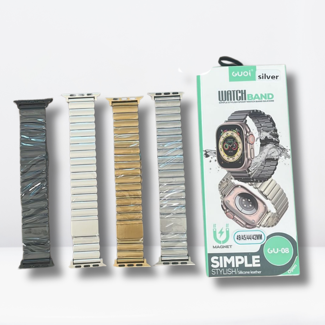 Adjustable Rado Look Metal Magnetic Chain Strap for iWatch 42/44/45/49 MM (SILVER)