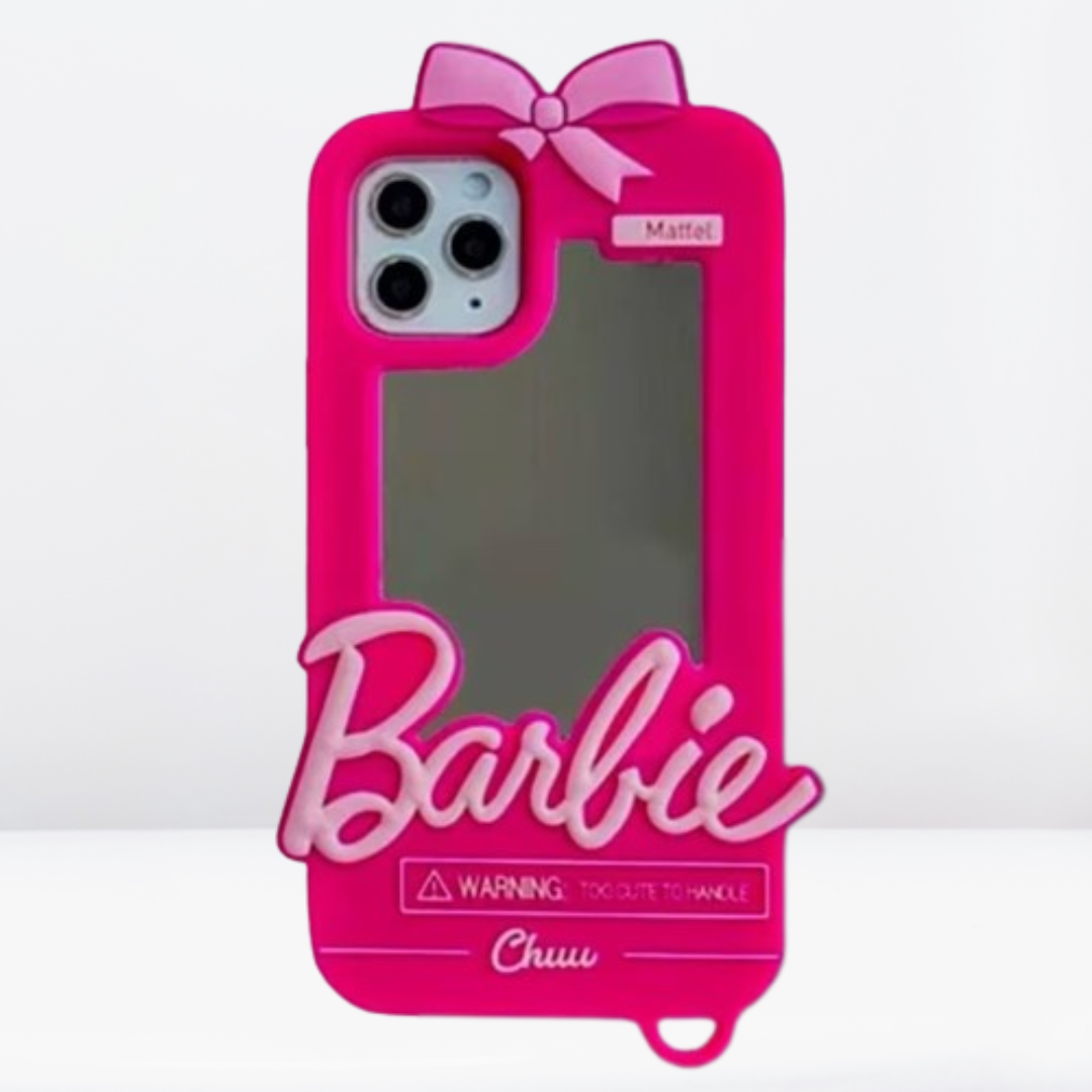 Barbie 3D High quality Silicone Case with Mirror for iPhone Pink