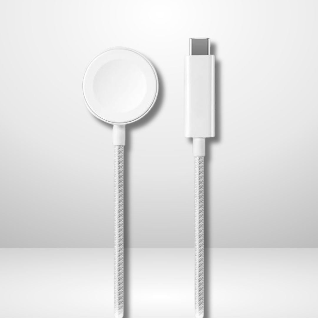 Braided Magnetic Wireless Charging Cable for iwatch (USB Type C) (WHIT