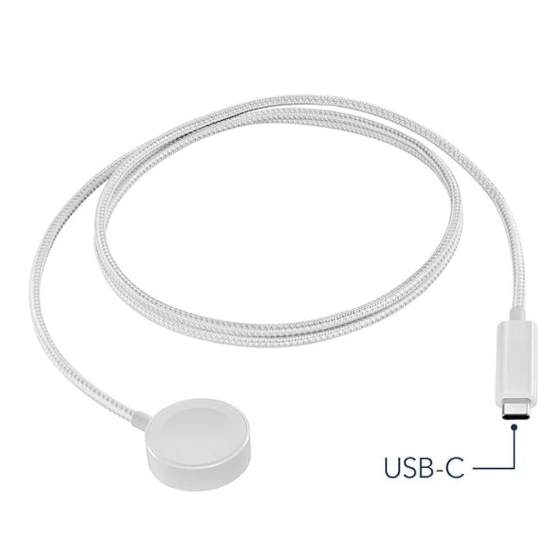 Braided Magnetic Wireless Charging Cable for iwatch (USB Type C) (WHITE)