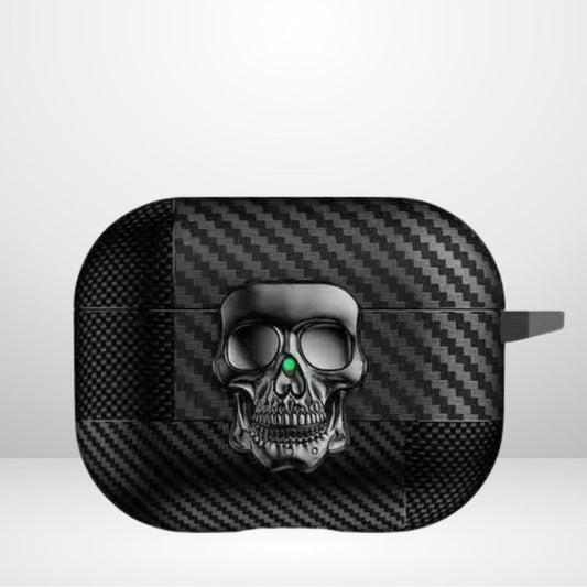 Carbon Fiber Metal Skull Face Lock Protective Case for AirPods Pro2
