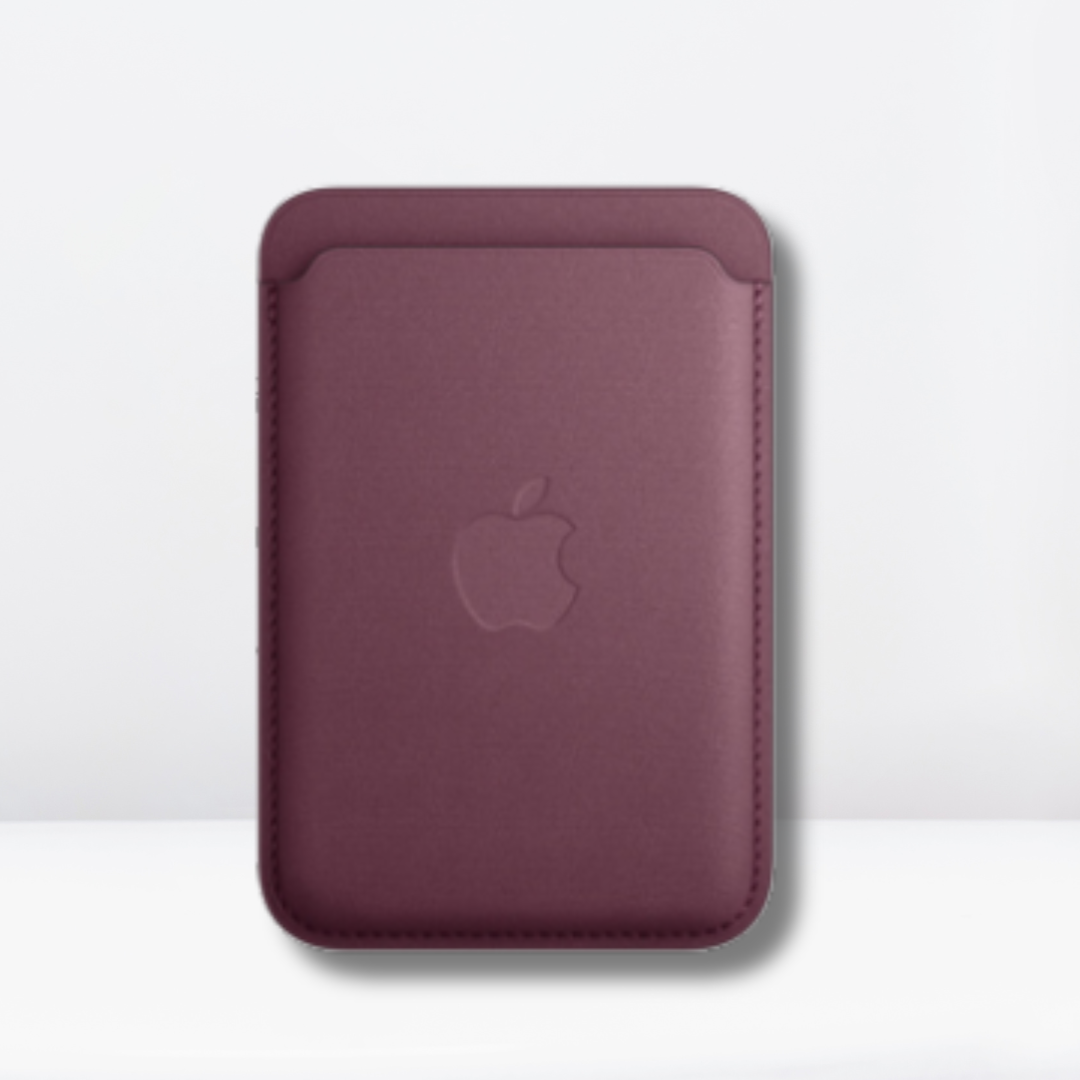 Fine Woven IC Strong Magnet Magfit Wallet with Logo for iPhone (Mulberry Wine)