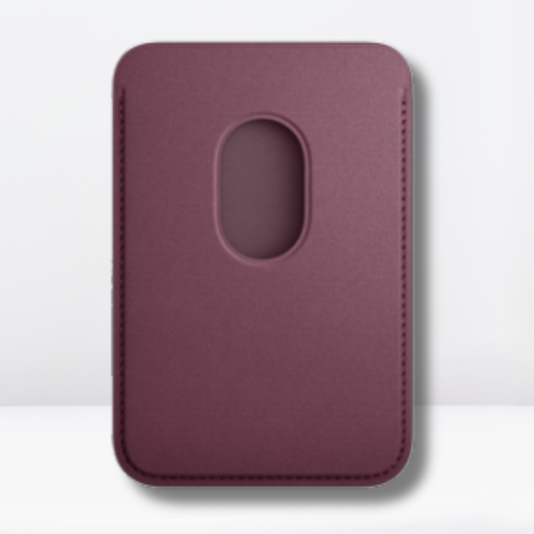 Fine Woven IC Strong Magnet Magfit Wallet with Logo for iPhone (Mulberry Wine)