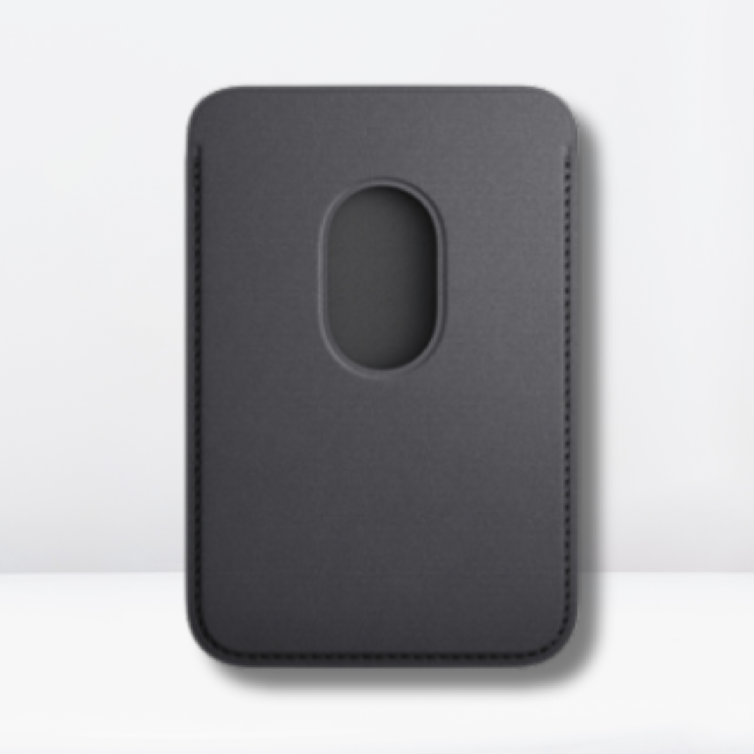 Fine Woven Strong Magnet Magfit Wallet with Logo for iPhone ( Black )