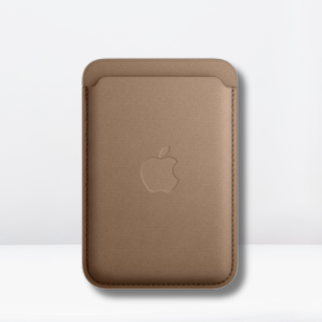 Fine Woven Strong Magnet Magfit Wallet with Logo for iPhone ( Taupe Brown )
