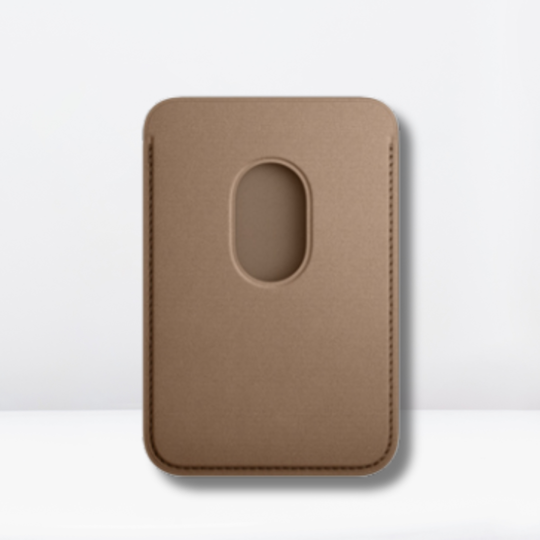 Fine Woven Strong Magnet Magfit Wallet with Logo for iPhone ( Taupe Brown )