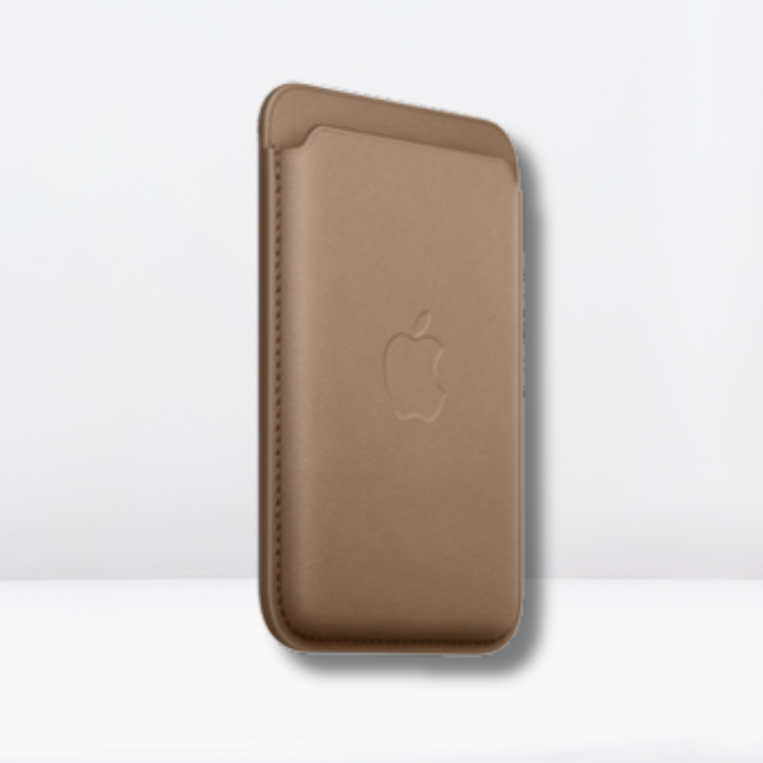 Fine Woven Strong Magnet Magfit Wallet with Logo for iPhone ( Taupe Brown )