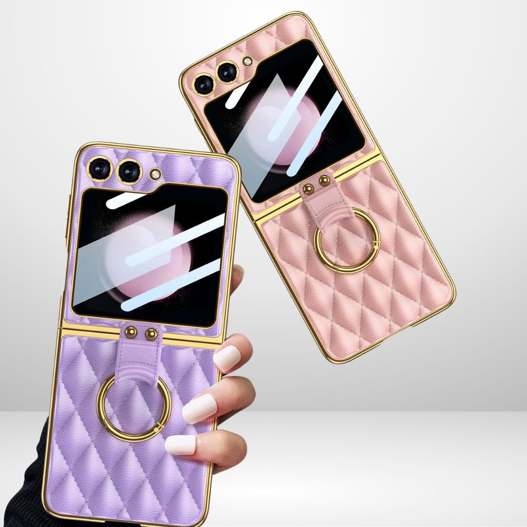 GKK Cushion Leather Case with Ring Holder & Back Screen Glass for the Samsung Galaxy Z Flip 6
