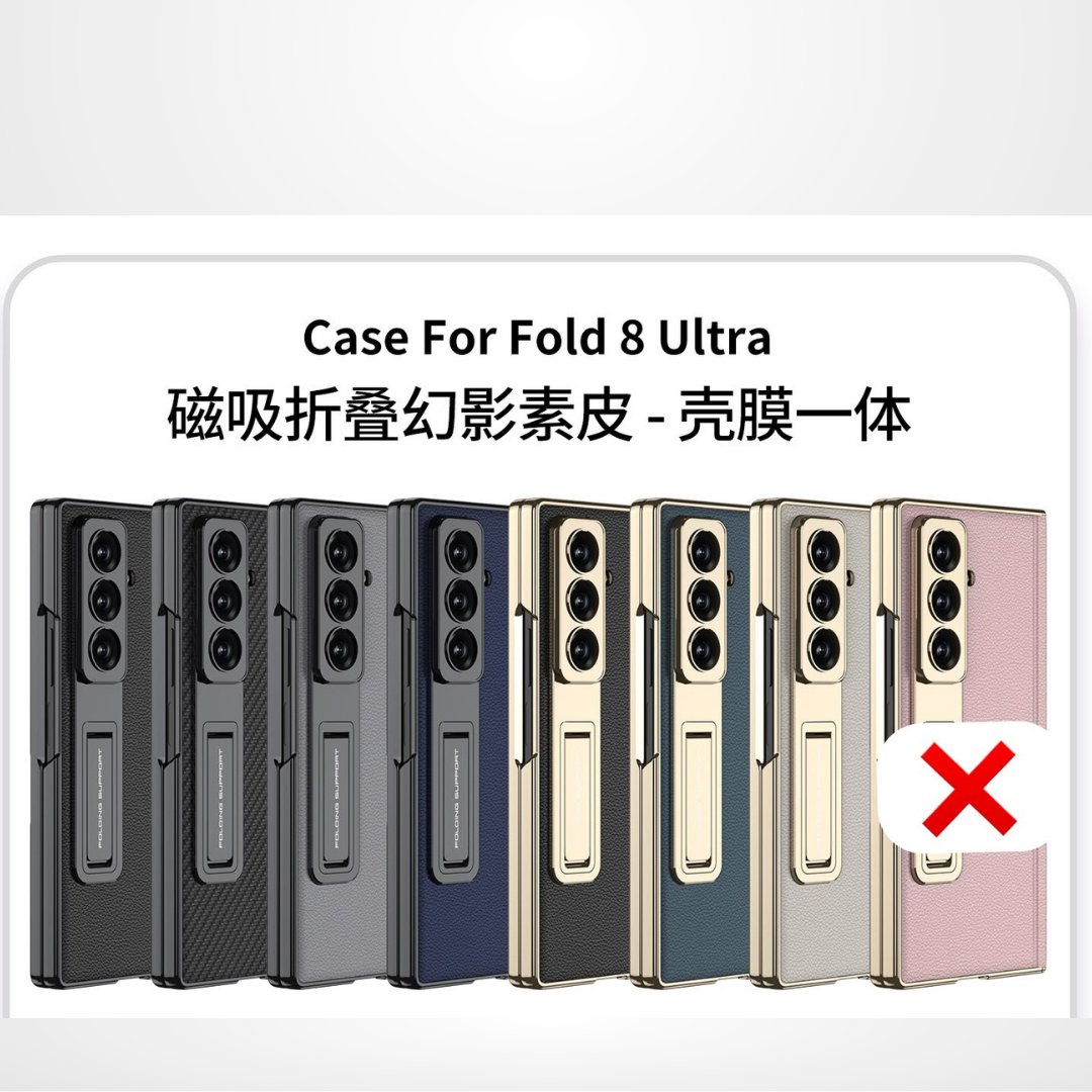 GKK Leather Platinum Series Case with Hinge, Glass & Stand for Galaxy Z Fold 8 ULTRA