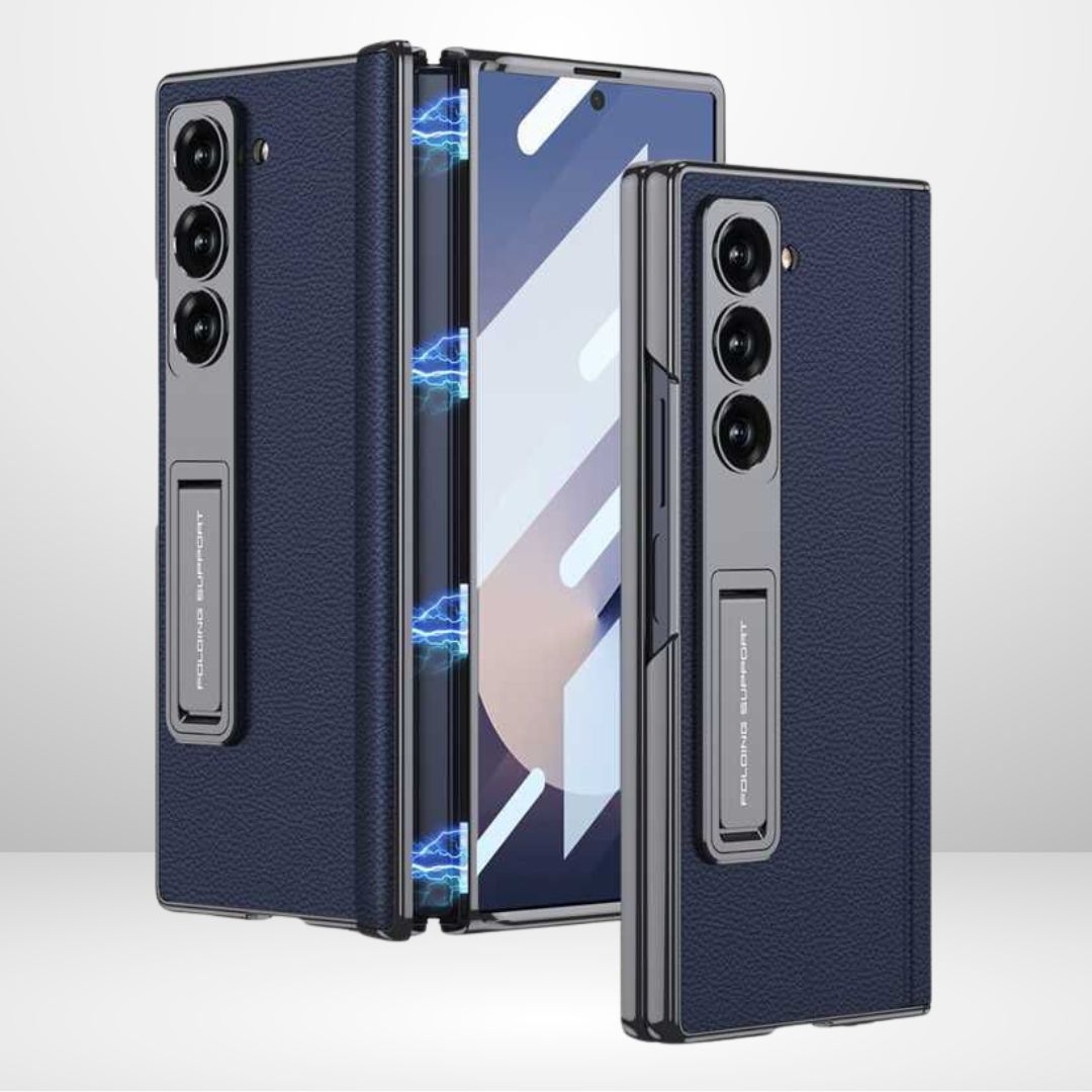 GKK Phantom Leather Stand Case with Magnetic Hinge & Front Glass for Samsung Galaxy Z Fold 6