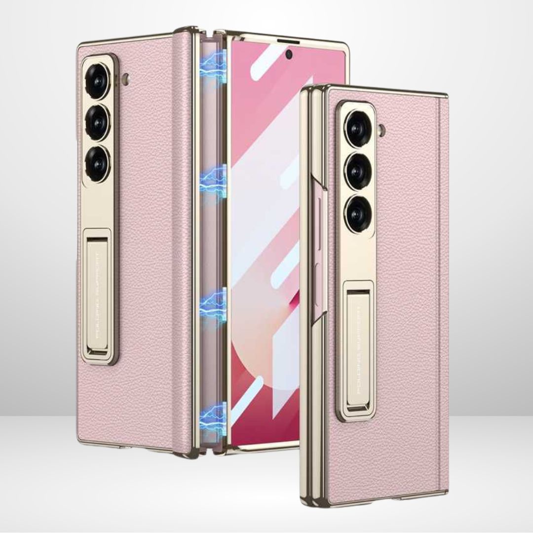 GKK Phantom Leather Stand Case with Magnetic Hinge & Front Glass for Samsung Galaxy Z Fold 6