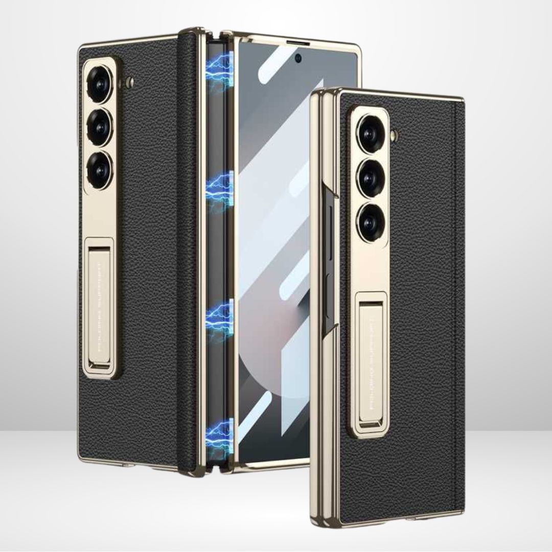 GKK Phantom Leather Stand Case with Magnetic Hinge & Front Glass for Samsung Galaxy Z Fold 6