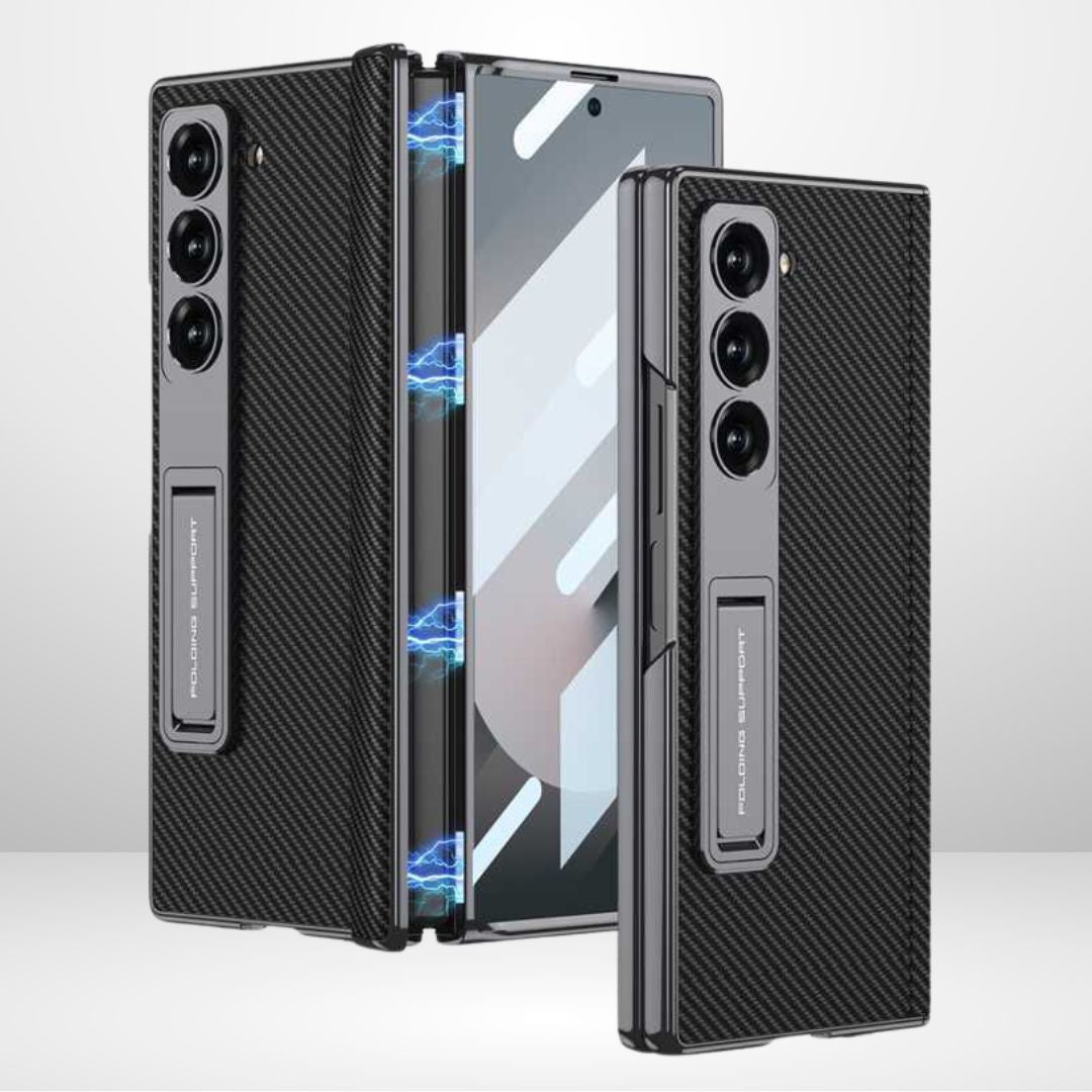 GKK Phantom Leather Stand Case with Magnetic Hinge & Front Glass for Samsung Galaxy Z Fold 6