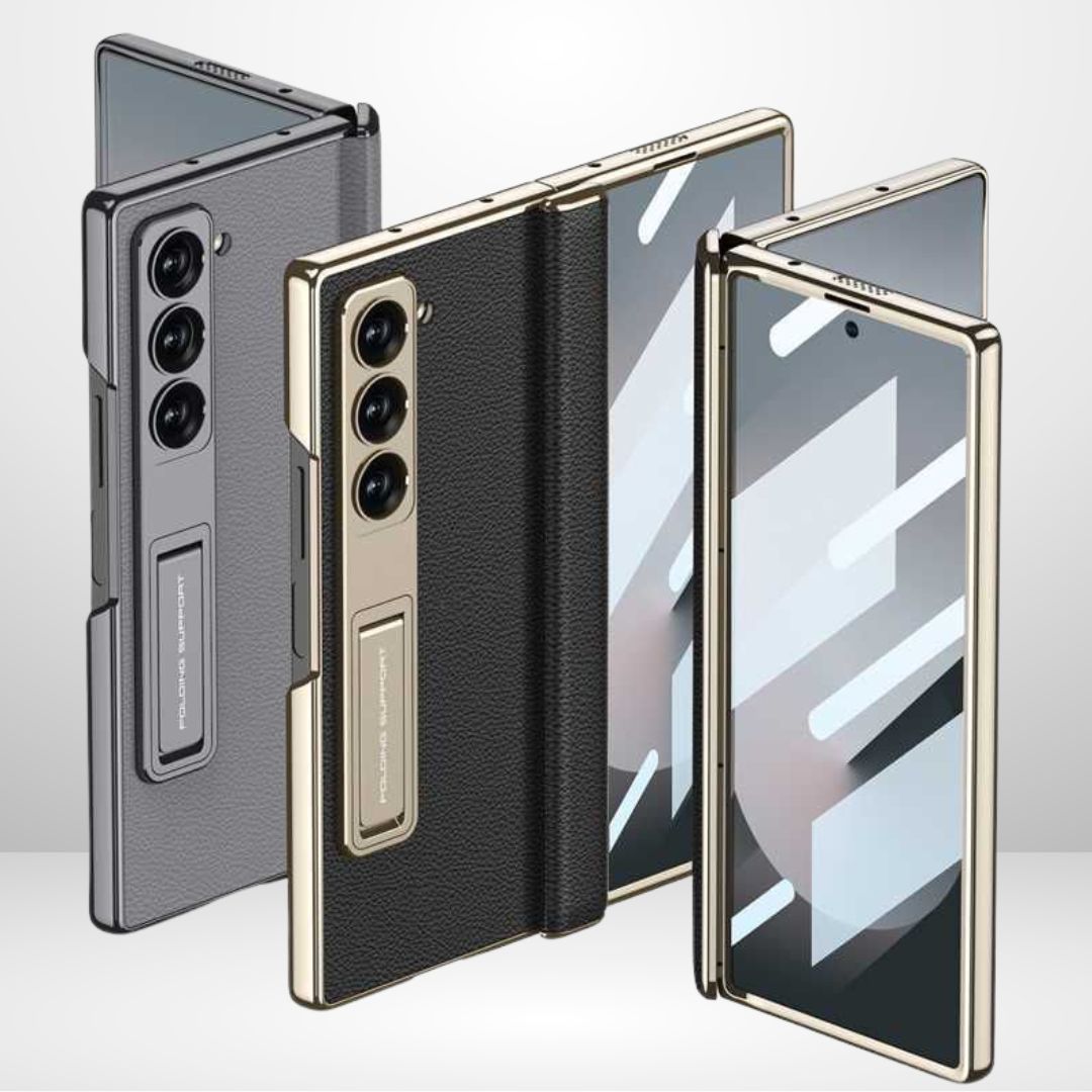 GKK Phantom Leather Stand Case with Magnetic Hinge & Front Glass for Samsung Galaxy Z Fold 6