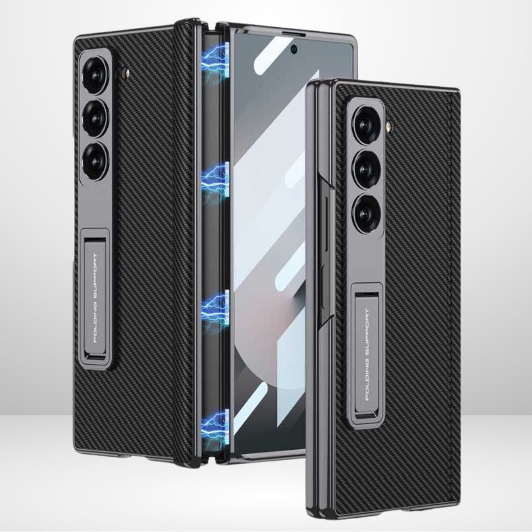 GKK Phantom Leather Stand Case with Magnetic Hinge & Front Glass for Samsung Galaxy Z Fold 6