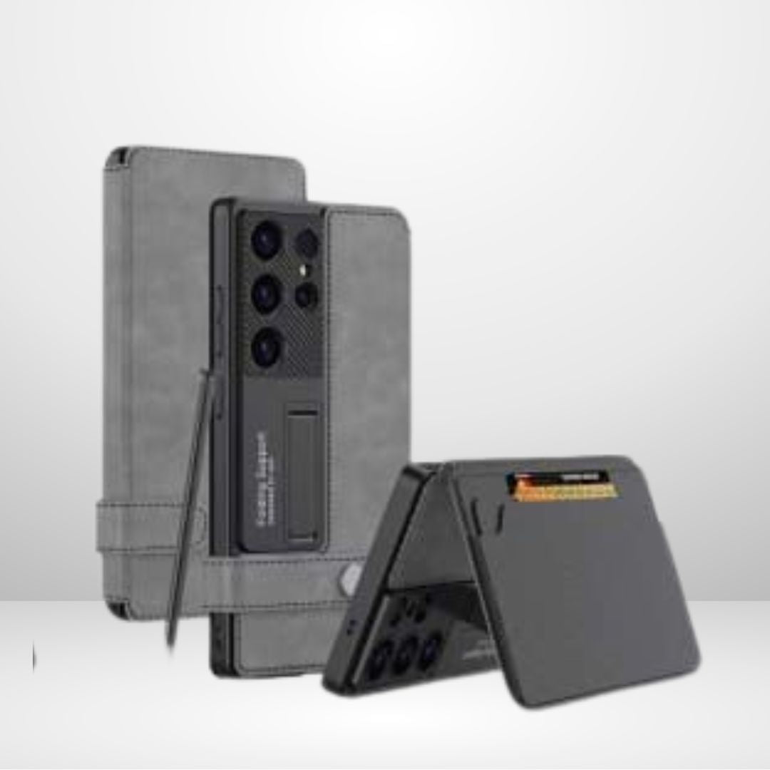 GKK Sweat Leather Flip Case with Card Holder & Stand for Samsung Galaxy S25 Ultra