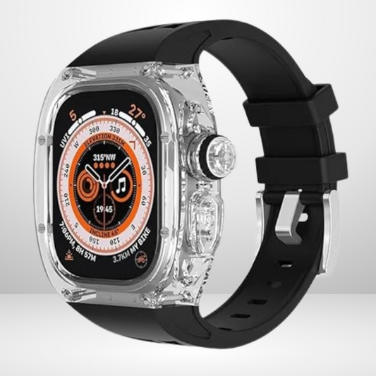 Glacier Silicone Strap with Transparent Watchcase Modification Kit for iWatch 44/45 MM