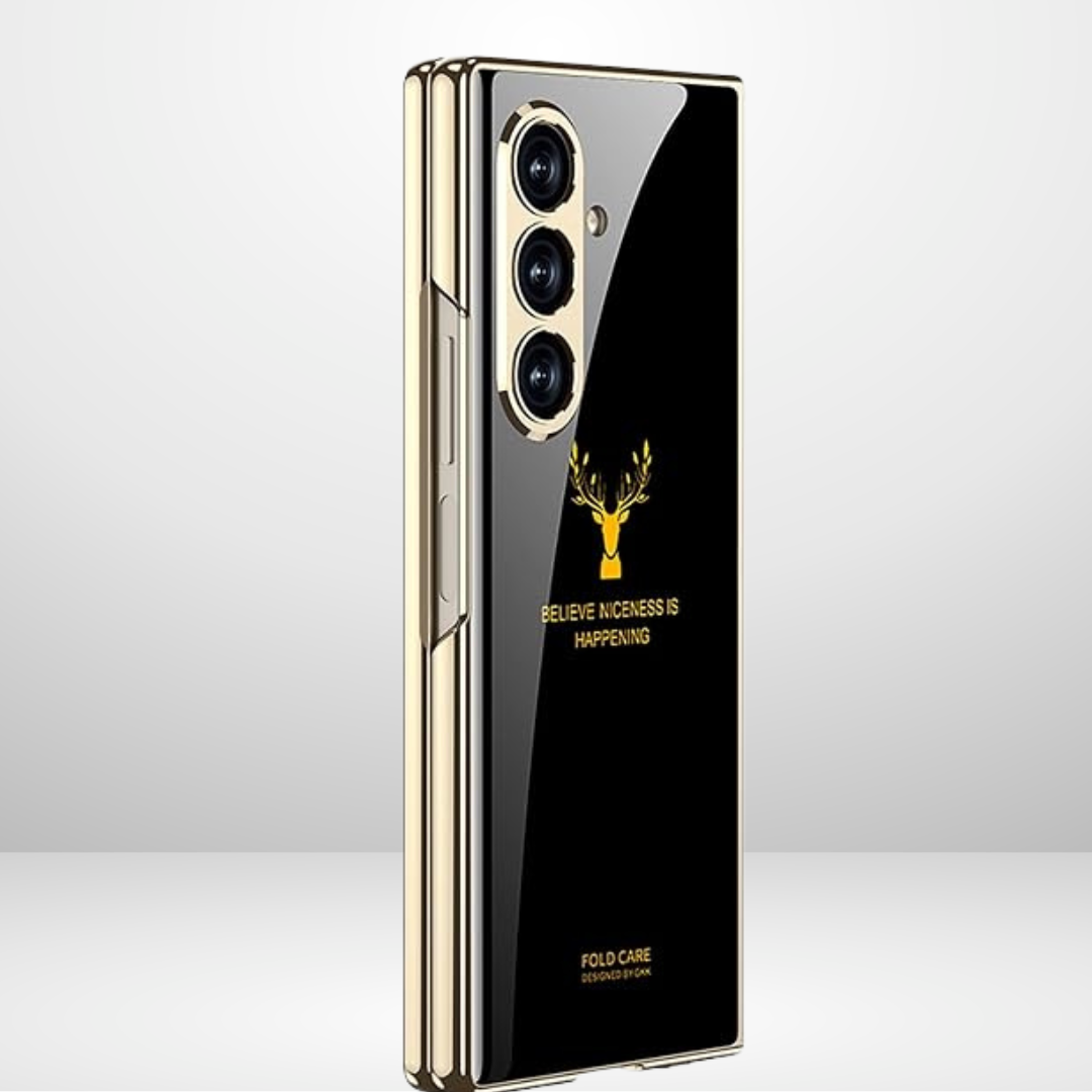Gold Edge Deer Case for Samsung Galaxy Z Fold 6 (Without Glass)