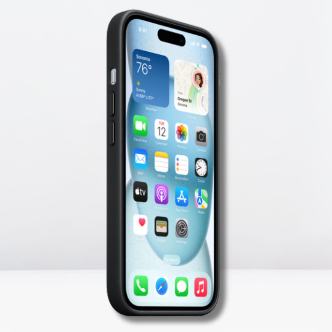 High-Quality Fine Woven Case with IC MagSafe for iPhone 15 Series (BLACK)