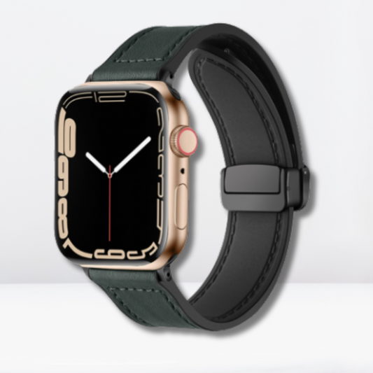 Leather Magnetic Buckle iWatch Strap 42/44/45/49 MM (Army Green)