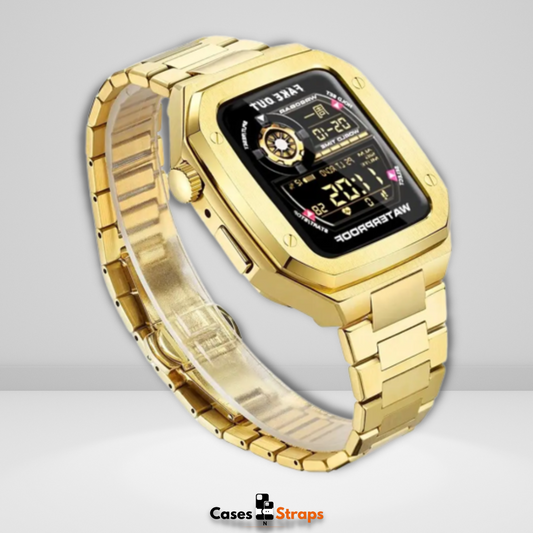 Luxury Retrofit Stainless Steel Kit for iWatch Gold Color 44/45 MM