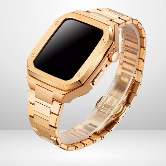 Luxury Retrofit Stainless Steel Kit for iWatch Rose Gold Color 44/45 MM