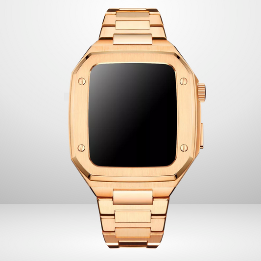 Luxury Retrofit Stainless Steel Kit for iWatch Rose Gold Color 44/45 MM