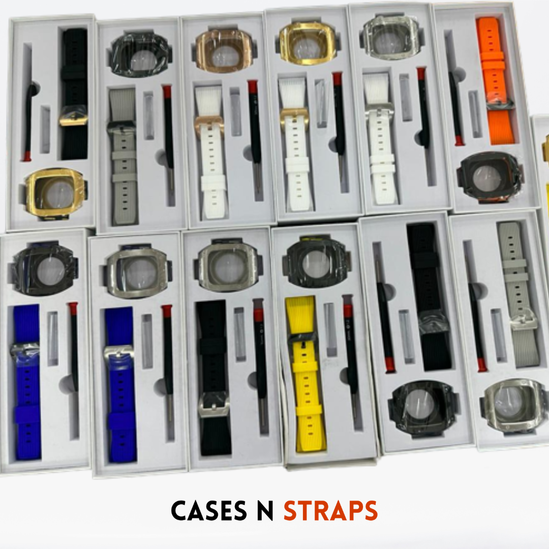 Luxury Silicone Watch Strap with Metal Case Modification Kit (Black&Silver)