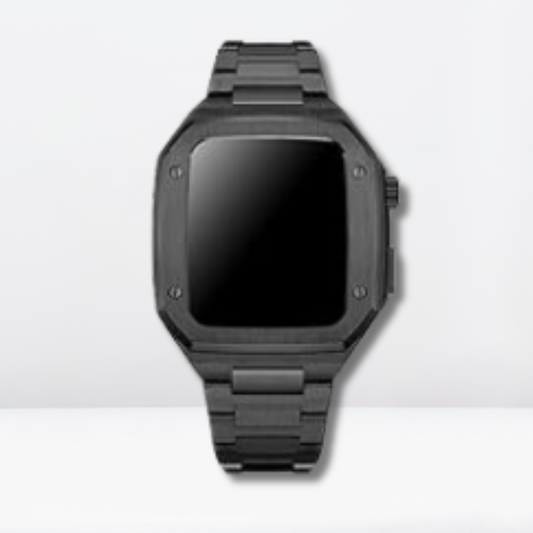 Luxury Stainless Steel Premium Strap and Case for iWatch 44 MM (Black)