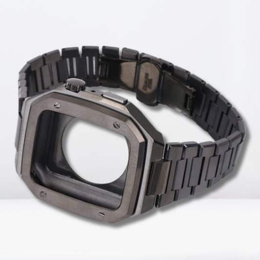 Luxury Stainless Steel Premium Strap and Case for iWatch 44 MM (Black)