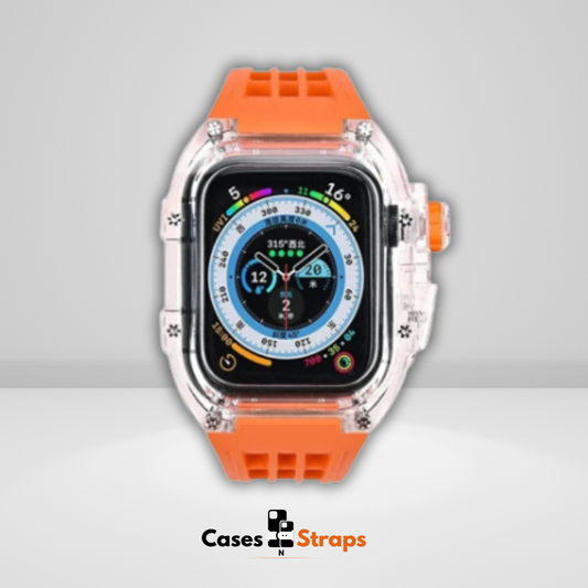Luxury fully transparent poly carbonate Modification Kit for iWatch Tangy Orange Color