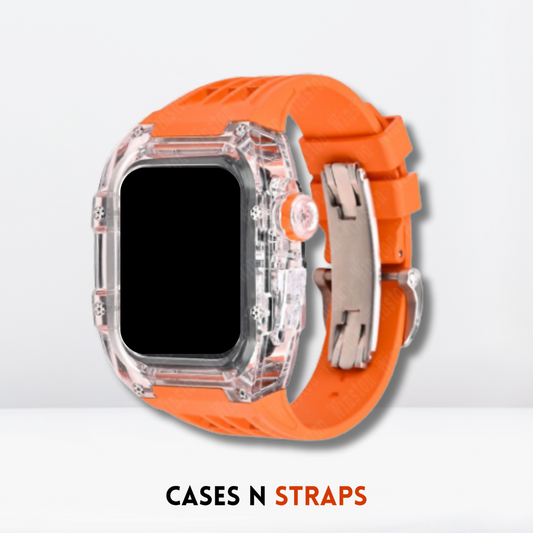 Luxury fully transparent poly carbonate Modification Kit for iWatch Tangy Orange Color