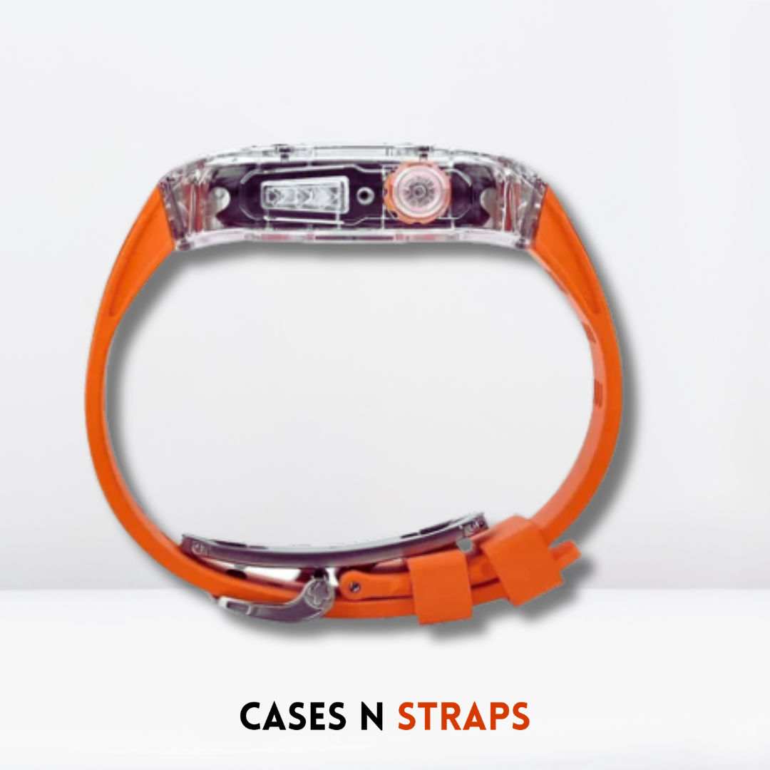 Luxury fully transparent poly carbonate Modification Kit for iWatch Tangy Orange Color