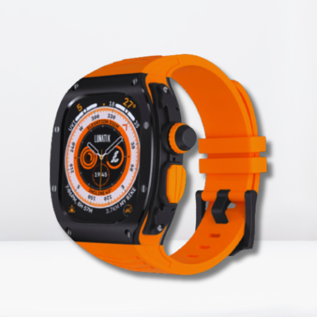 Luxury iWatch Ultra Titanium Steel Case Orange/Black color