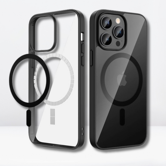 Magnetic Case with Built-in Magnets, Clear Hard Case for iPhone (Black)
