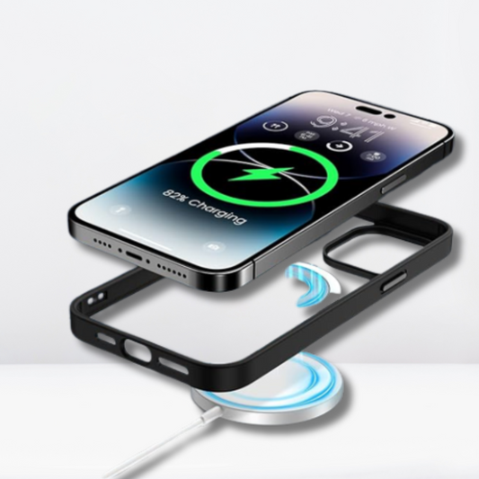 Magnetic Case with Built-in Magnets, Clear Hard Case for iPhone (Deep Purple)