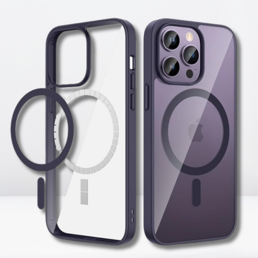 Magnetic Case with Built-in Magnets, Clear Hard Case for iPhone (Black)