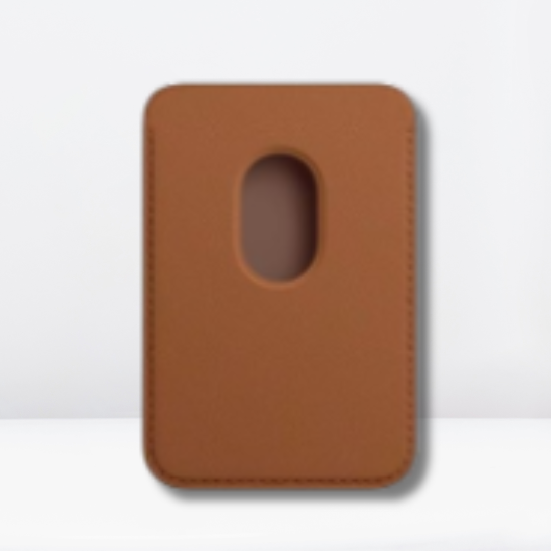 Magnetic Leather MagSafe Wallet with IC for iPhone (Sadlle Brown)