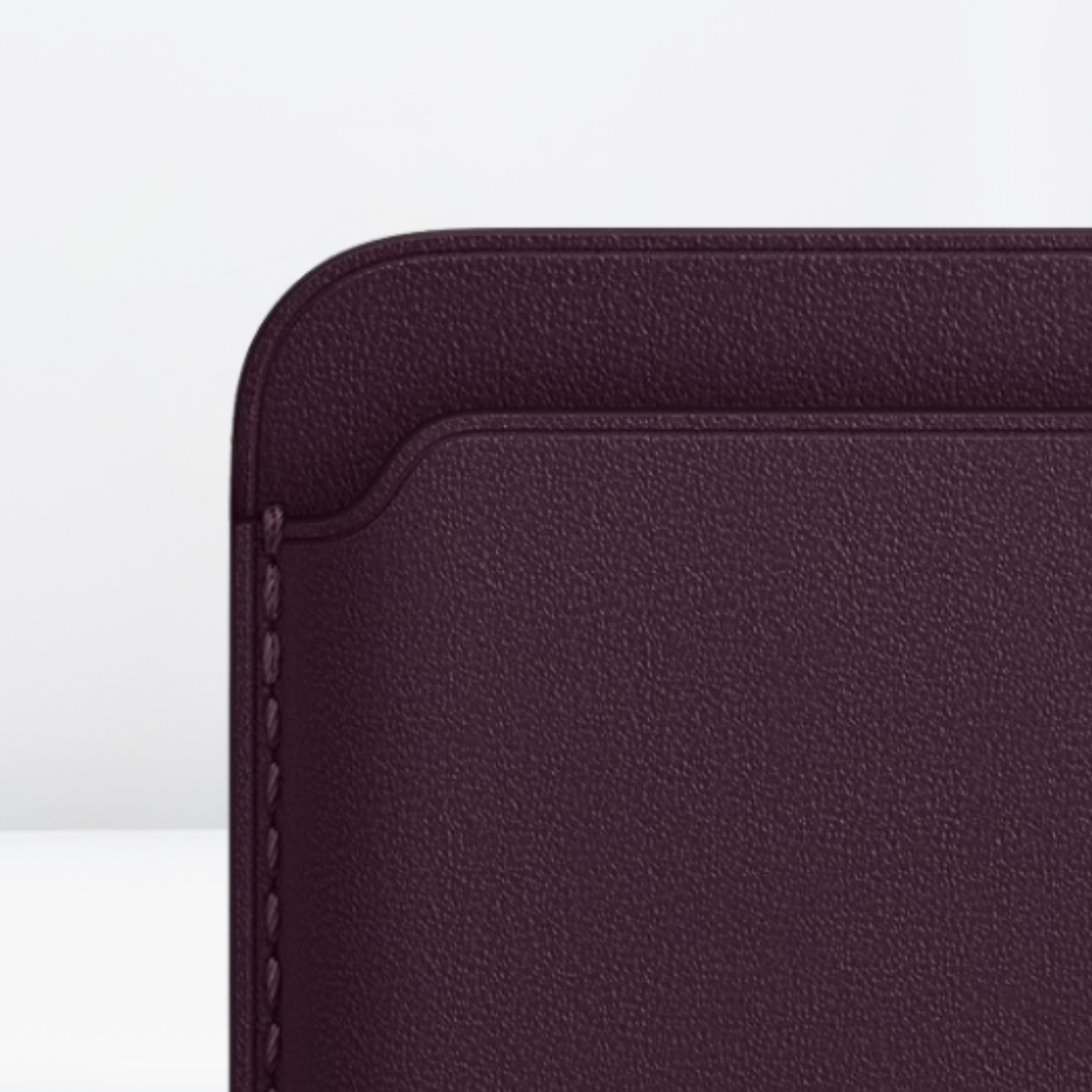 Magnetic Leather IC MagSafe Wallet for iPhone (Dark Cherry)