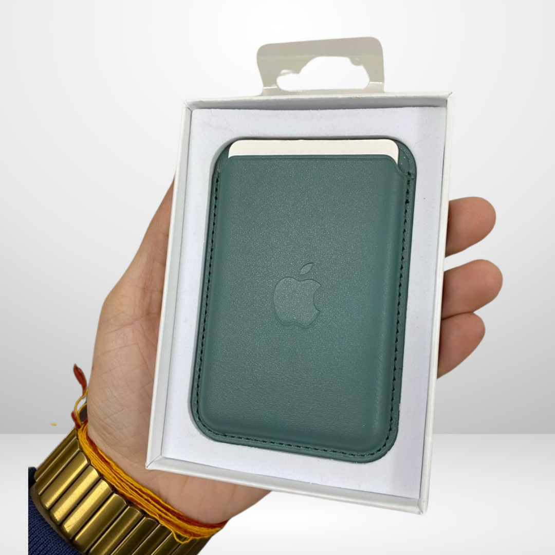 Magnetic Leather IC MagSafe Wallet for iPhone (Sea Green)