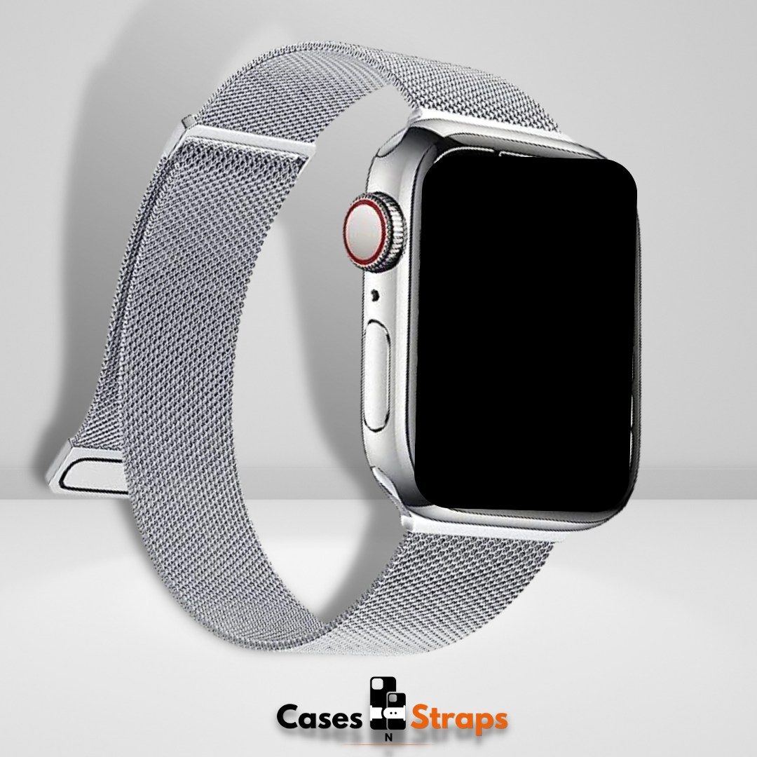 Black apple hotsell watch silver milanese