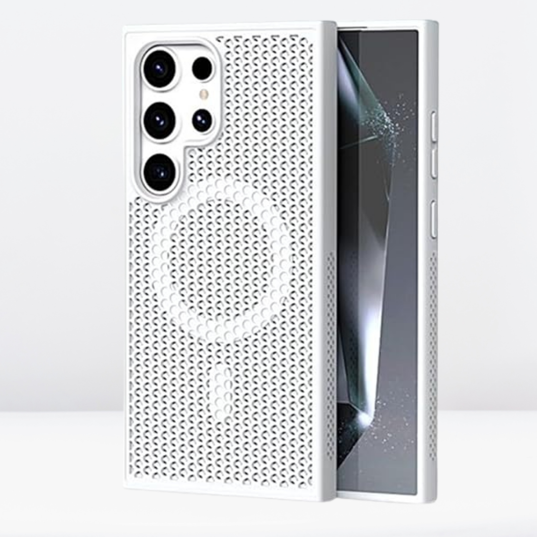 Mesh Magnetic Lattice Heat Dissipation Case for Samsung Galaxy S24 Ultra.