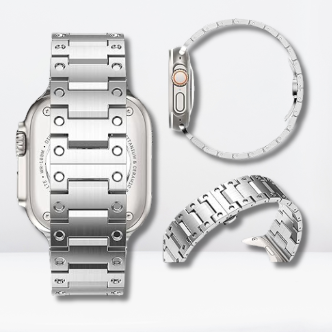 Metal Stainless Steel Band featuring a Butterfly Folding Clasp for iWatch (Silver)