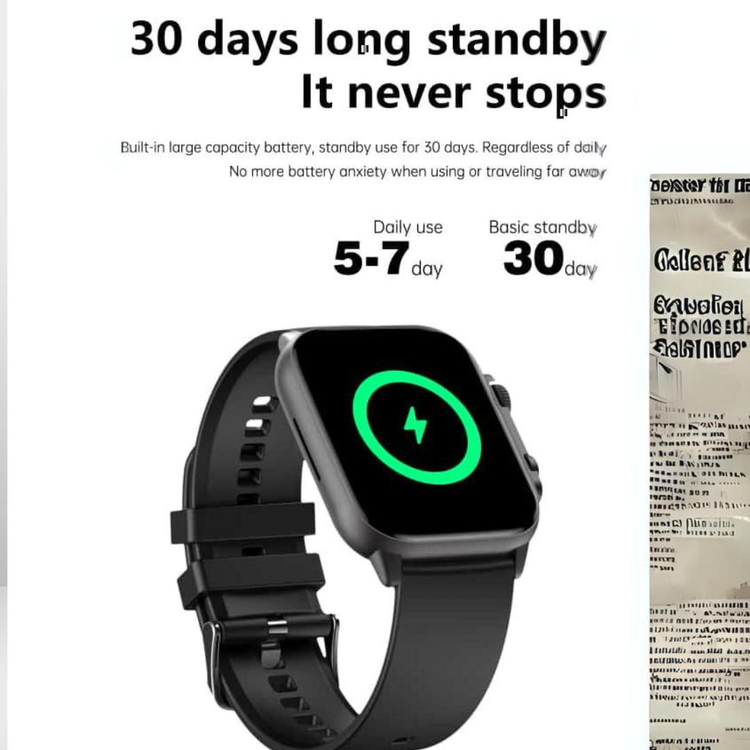 Movanchi Smart Watch MH-75 with HD AMOLED SCREEN (Black)