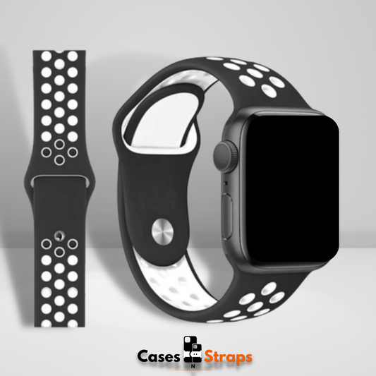 N Sport Silicone iWatch Strap Black Light Color 42/44/45/46/49 MM